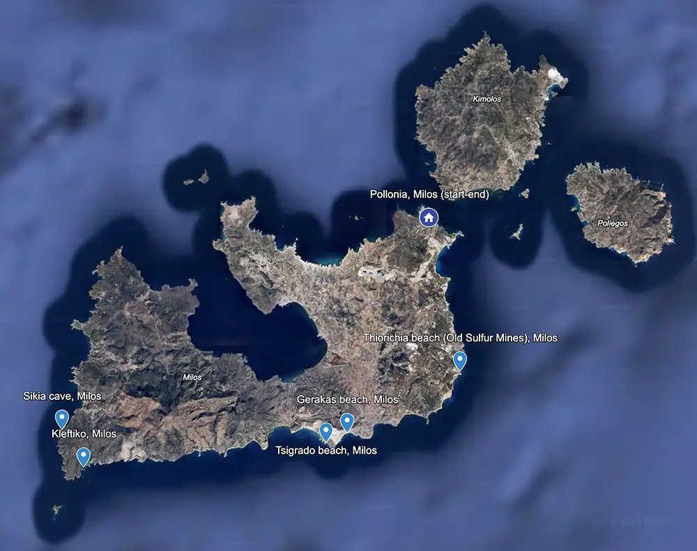Salty Rides - Tours, Kleftiko – Sikia Boat Tour Half Map